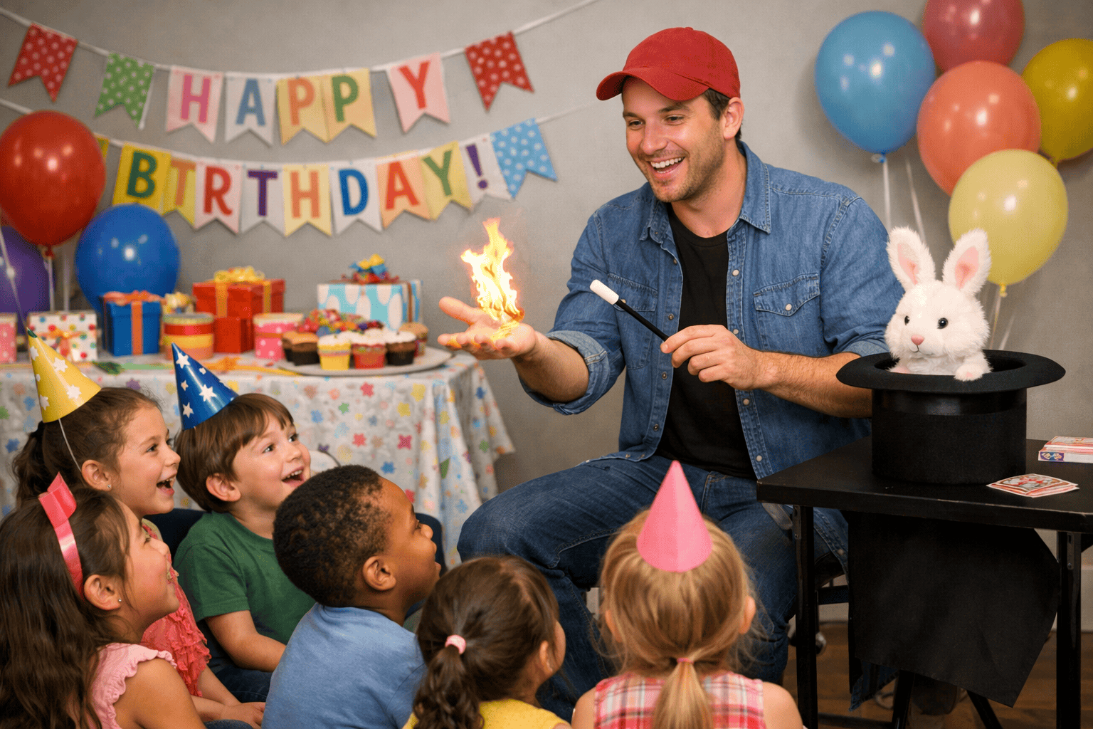 Professional Magician performing live magic show for kids